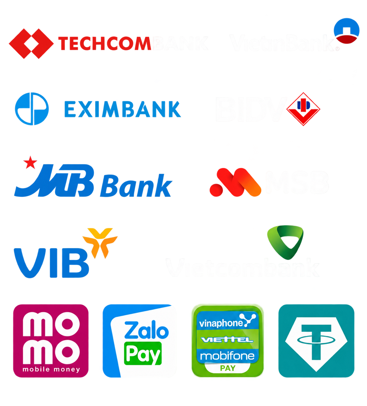 Phương thức thanh toán Jun88: Techcombank, VietinBank, Eximbank, BIDV, MB Bank, MSB, VIB, Vietcombank, MoMo, ZaloPay và thanh toán di động
